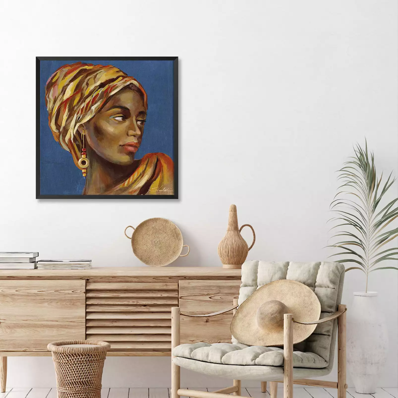 affiche-vintage-femme-turban-africain-wax